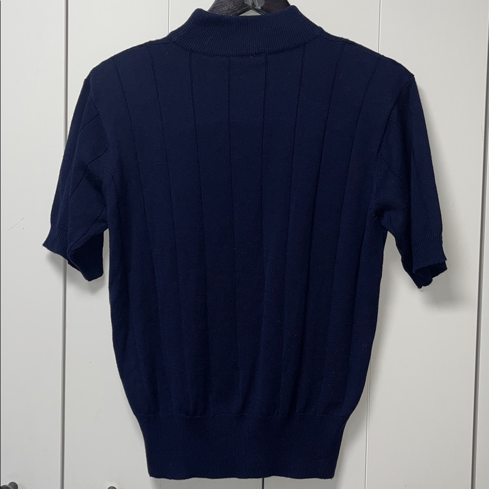 Laura Scott Dark Blue Knit Top View 5